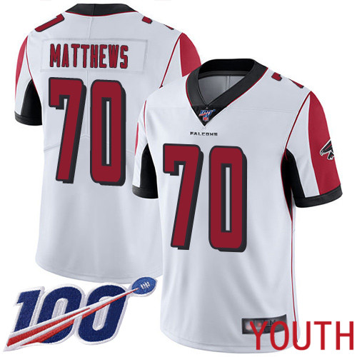 Atlanta Falcons Limited White Youth Jake Matthews Road Jersey NFL Football 70 100th Season Vapor Untouchable